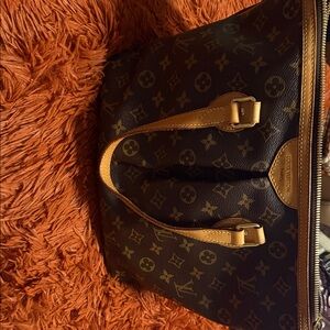 Louis Vuitton Classic Monogram Satchel with Tan Accents
